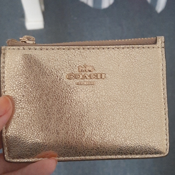 Coach Metalic Gold Skinny Mini Card Case